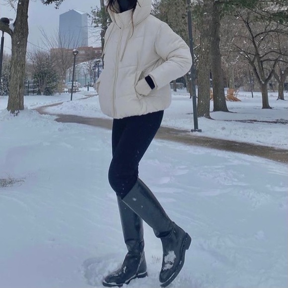 Zara black leather knee high boots blogger style toteme khaite the row - Picture 11 of 16